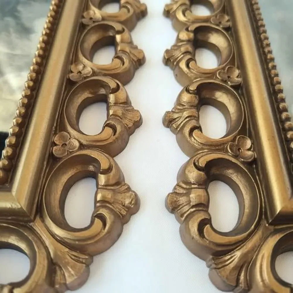 Vintage MCM Gold Smokey Mirror Candle Sconces - Pair